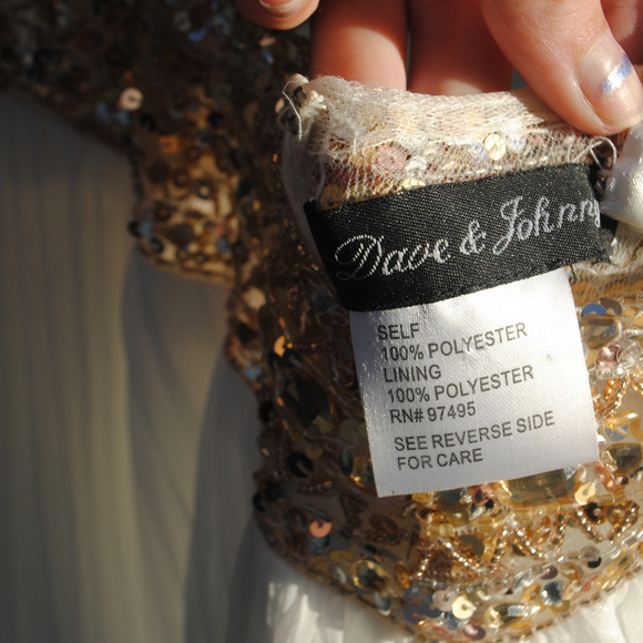 White and Gold Prom Dress still in plastic - Picture 7 of 7